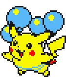 Pikachu floating with balloons